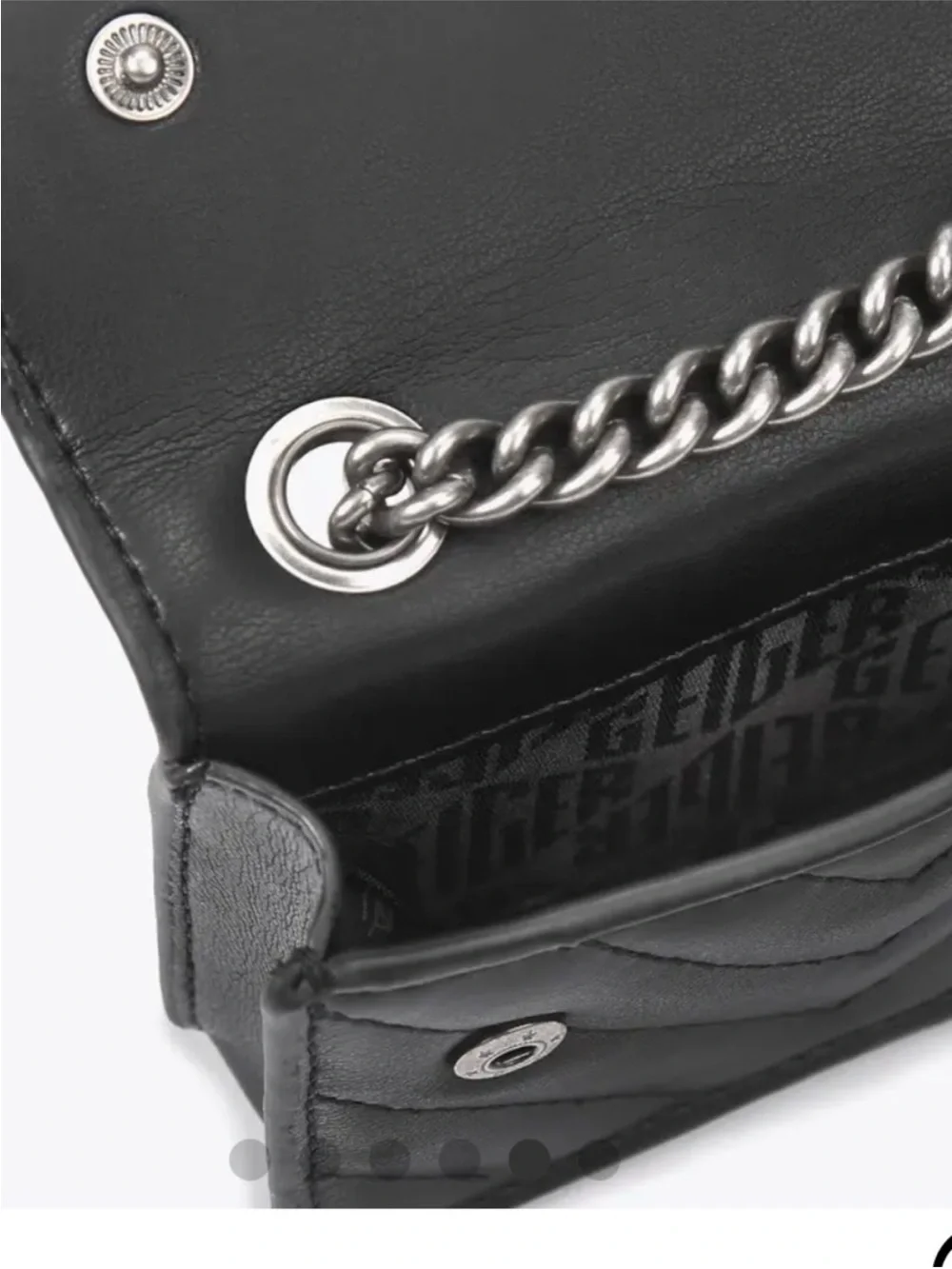 Kurt Geiger Black Quilted Crossbody with Silver Chain